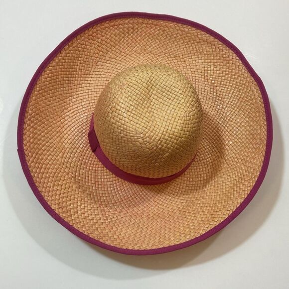 Chic Tan and Pink Wide-Brimmed Hat - Picture 3 of 13